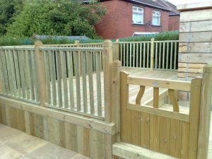 Child friendly decking with fencing and gate, Penistone